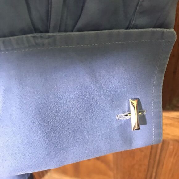 Brooks Brothers Shirt Men's L/XL Blue Button Up White Collar French Cuff Shirt - Picture 6 of 10